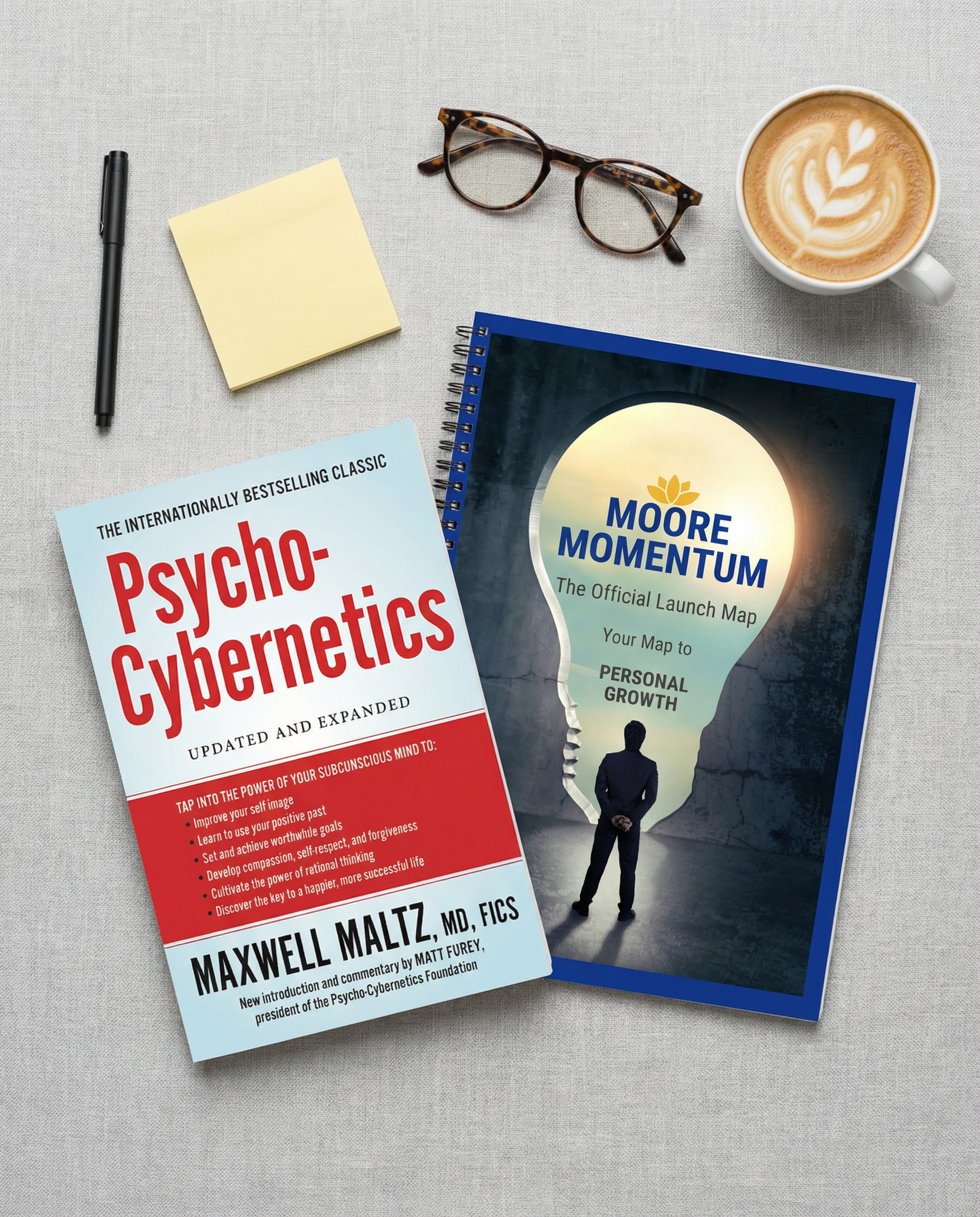 Psycho-Cybernetics book + Moore Momentum workbook