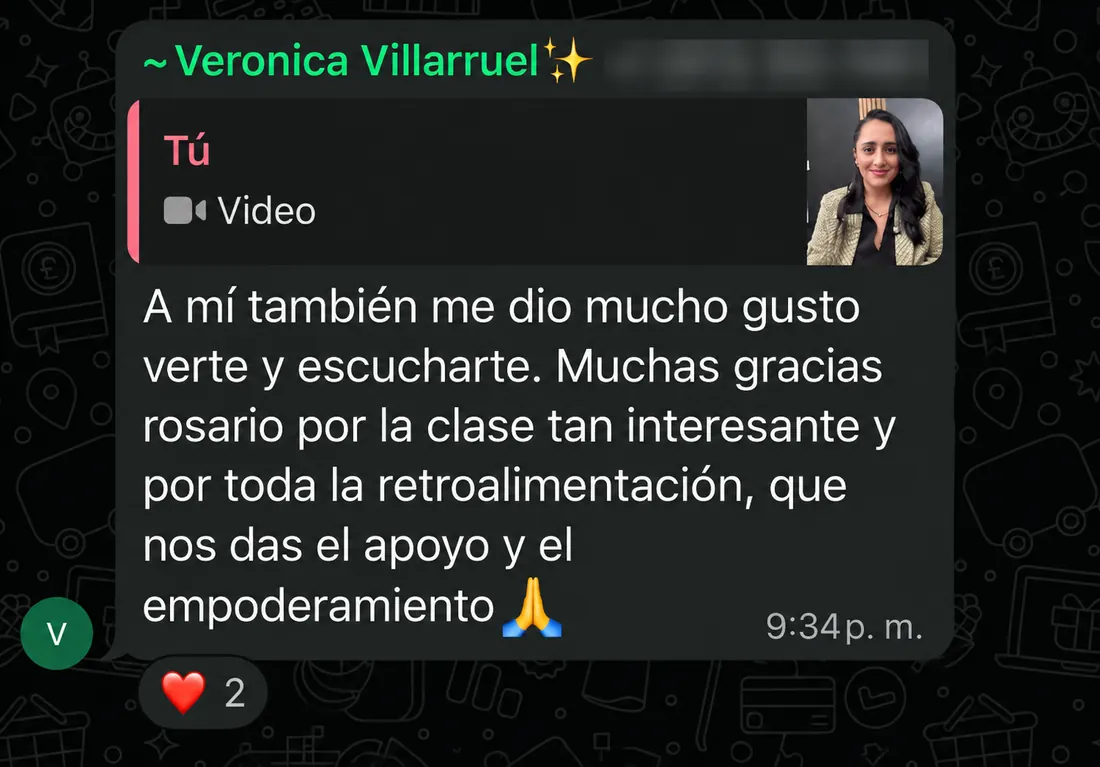 Testimonio 2 de 18: mensajes de participantes del reto en el grupo de WhatsApp (números ocultos)